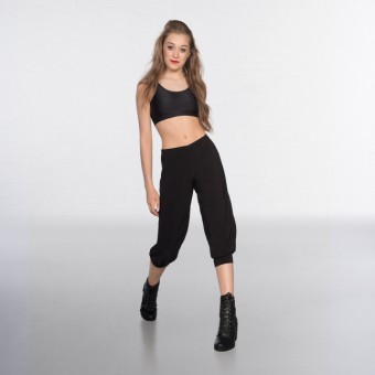 1st Position Black Poly Spandex Cropped Genie Pants