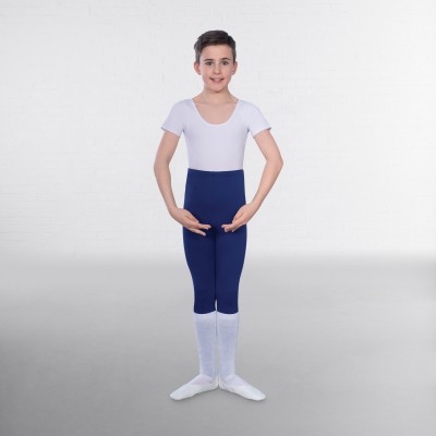 1st Position Male Short Sleeve Scoop Neck Leotard (White)