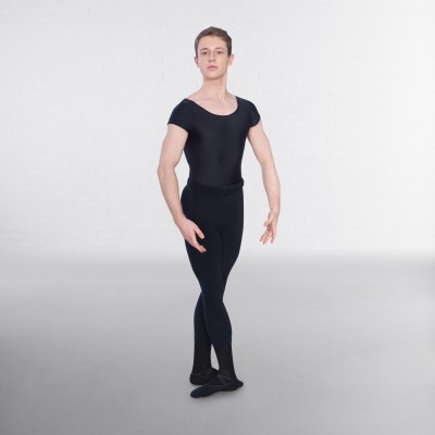 1st Position Male Cap Sleeve Scoop Neck Leotard (Black)