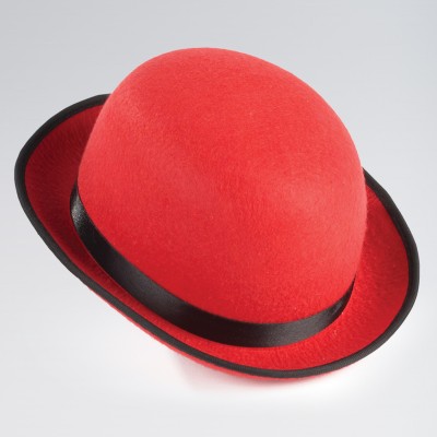 Felt Bowler Hat Red with Black Trim