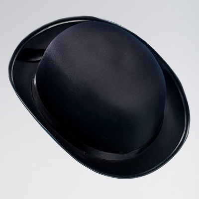 Black Satin Look Bowler Hat