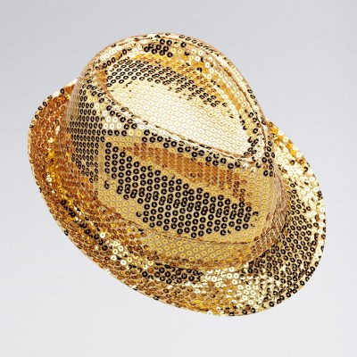 Sequin Trilby Hat Gold