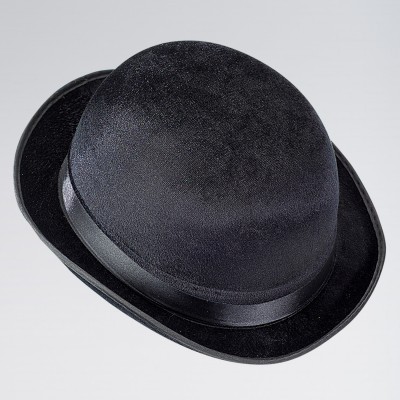 Black Velour Bowler Hat