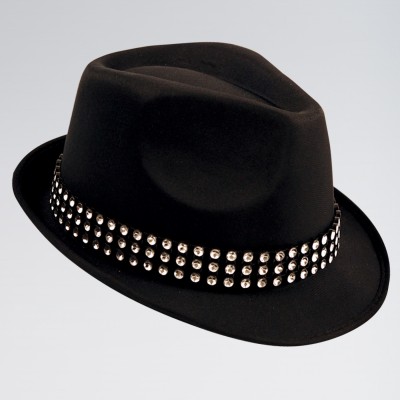 Black Trilby with Gem Stones