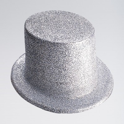 Plastic Glitter Top Hat Silver