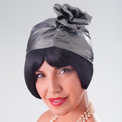 Cloche Ruched Hat Metallic Silver