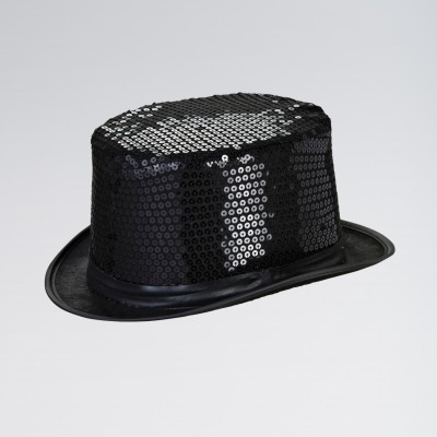 Mirrorspot Sequin Top Hat Black