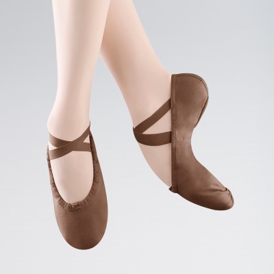 Bloch Pump Ballettschuhe aus Leinen mit geteilter Sohle (Cocoa)