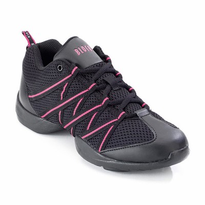 Bloch - Zapatillas deportivas de redecilla con patrón entrecruzado (Black/Pink)