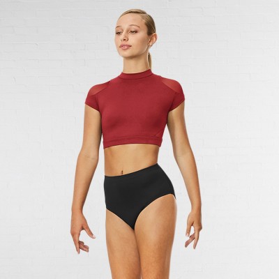Bloch Hanae Keyhole Back Cap Sleeved Crop Top (Red)