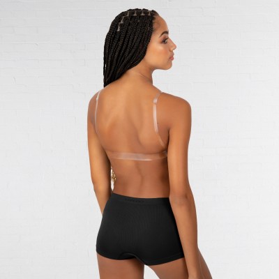 Capezio Deep Neck Clear Back Bra Tweens (Black)