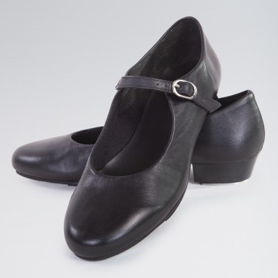 1st Position Zapatos de Claqué de Piel con Cierre de Hebilla (Black)