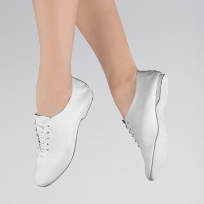 1st Position Leather Jazz Shoes Suede Sole (White)