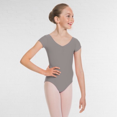 1st Position Alice Cap Sleeved Ruched Leotard (Matt Nylon) (Grey)