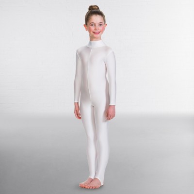 1st Position Toni Long Sleeved Keyhole Back Catsuit (White)