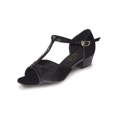 Roch Valley Jenny Ballroom Satin Shoe with T-Bar Straps with Diamantes 1.2 inch Cuban Heel