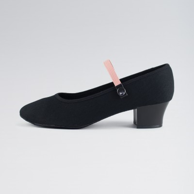 1st Position Charakterschuhe aus Leinen mit kubanischem Absatz