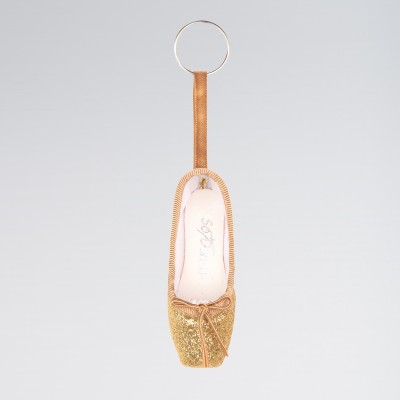 So Danca Mini Pointe Shoe Glitter Keyring Gold Glitter