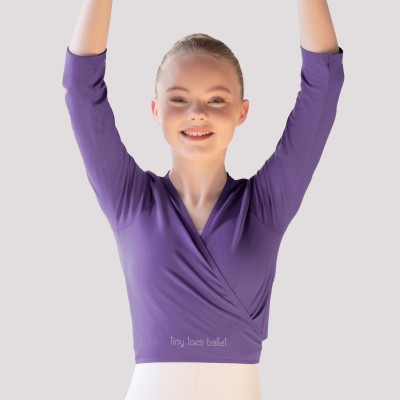 Tiny Toes Cotton/Poly X Over Cardigan 3/4 Sleeves (Lavender)