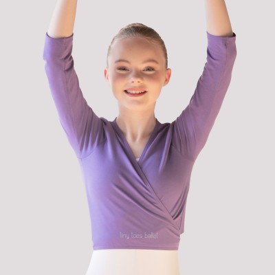 Tiny Toes Cotton/Poly X Over Cardigan 3/4 Sleeves (Lilac)