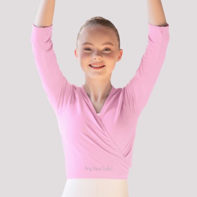Tiny Toes Cotton/Poly X Over Cardigan 3/4 Sleeves (Pale Pink)