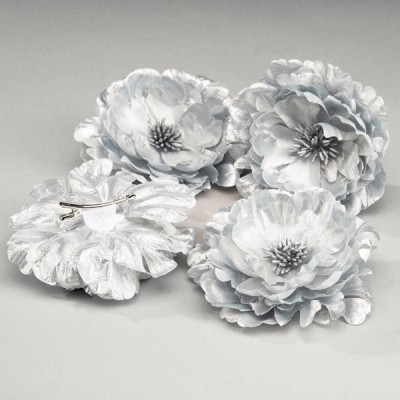Silver Corsage Flower on Clip