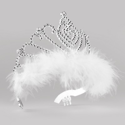 Tiara with White Marabou