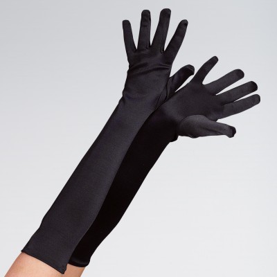 Long Satin Glove Black
