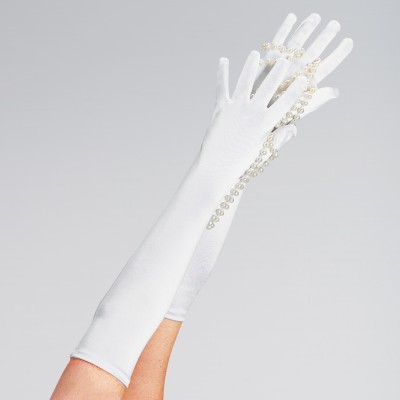 Long Satin Glove White