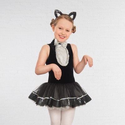 Black Sequin Cat Ears on Headband