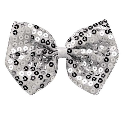 Silver Sequin Bow Tie