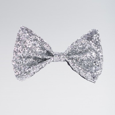 Glitter Bow Tie Silver