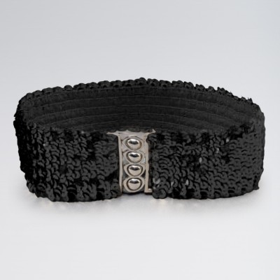 Black Stretch Sequin Belt