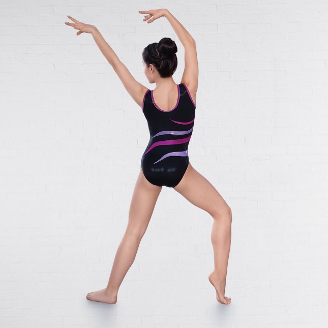 1st Position Erin Diamante Sleeveless Leotard (Black/ Magenta) West Street Gymnastics Club