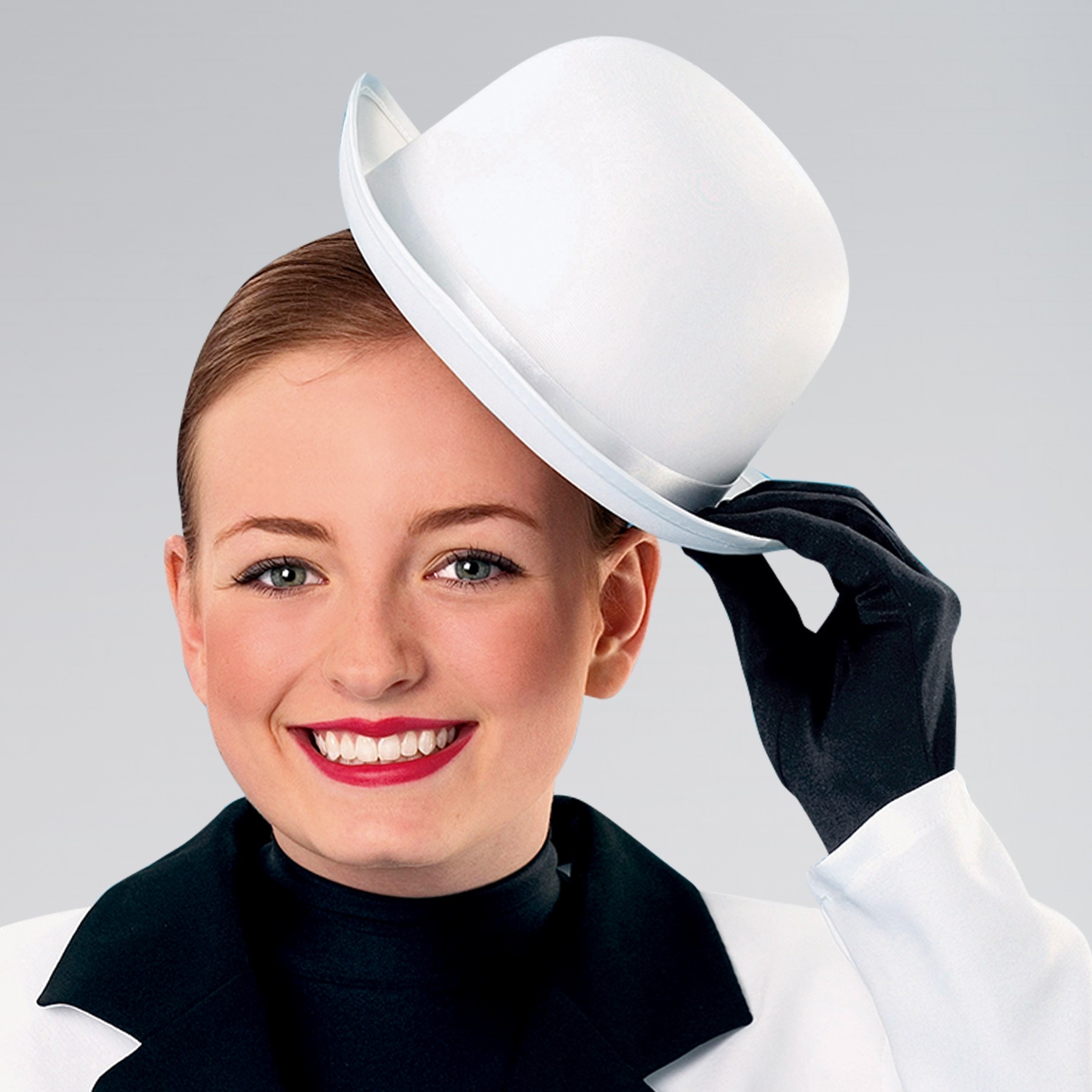 White Satin Look Bowler Hat