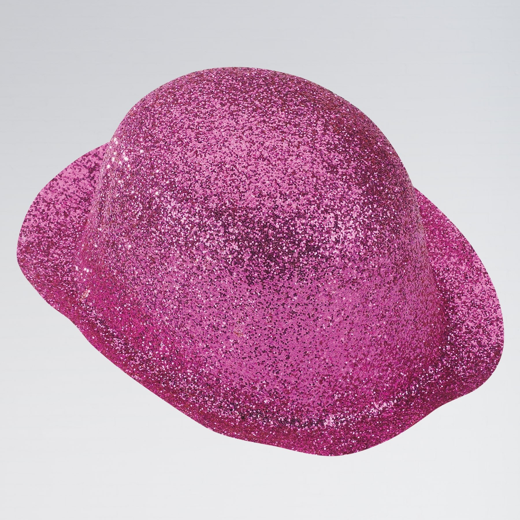 Plastic Glitter Bowler Hat (Pink)