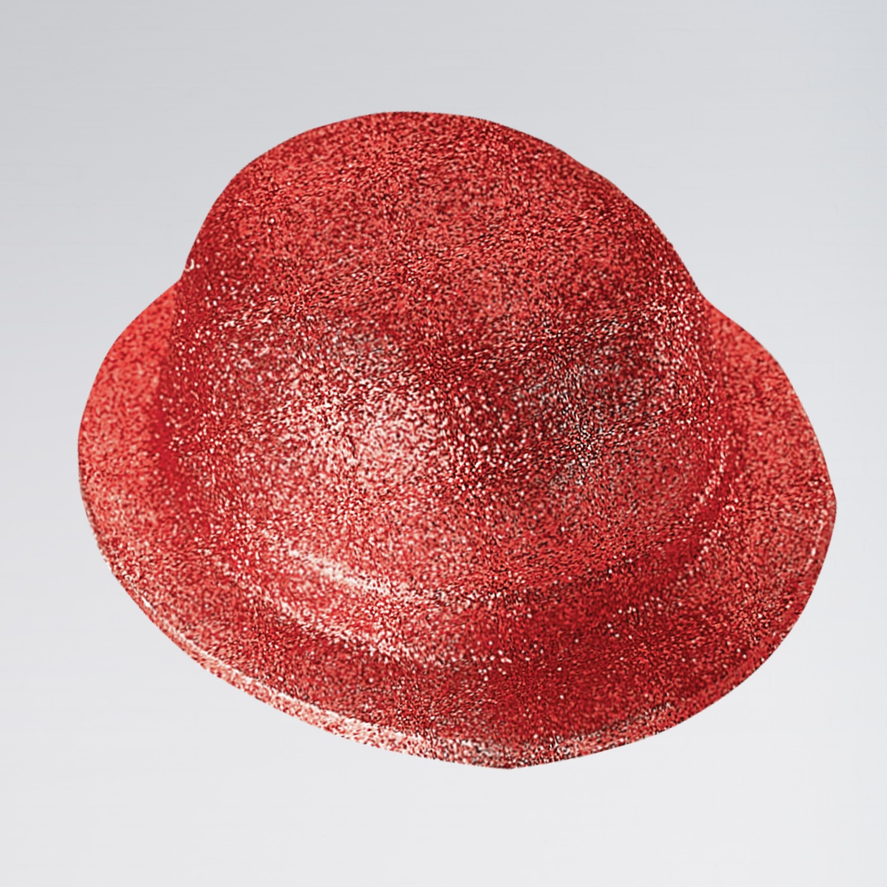 Plastic Glitter Bowler Hat (Red)