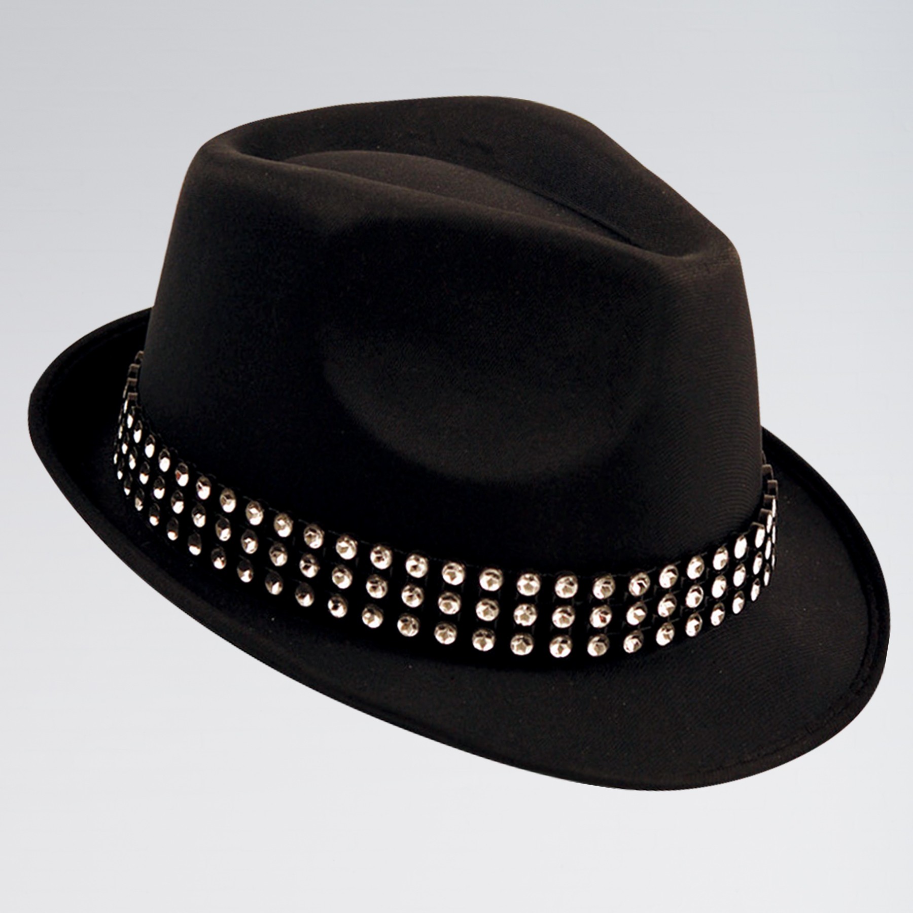 Schwarzer Trilby-Hut mit Edelsteinen