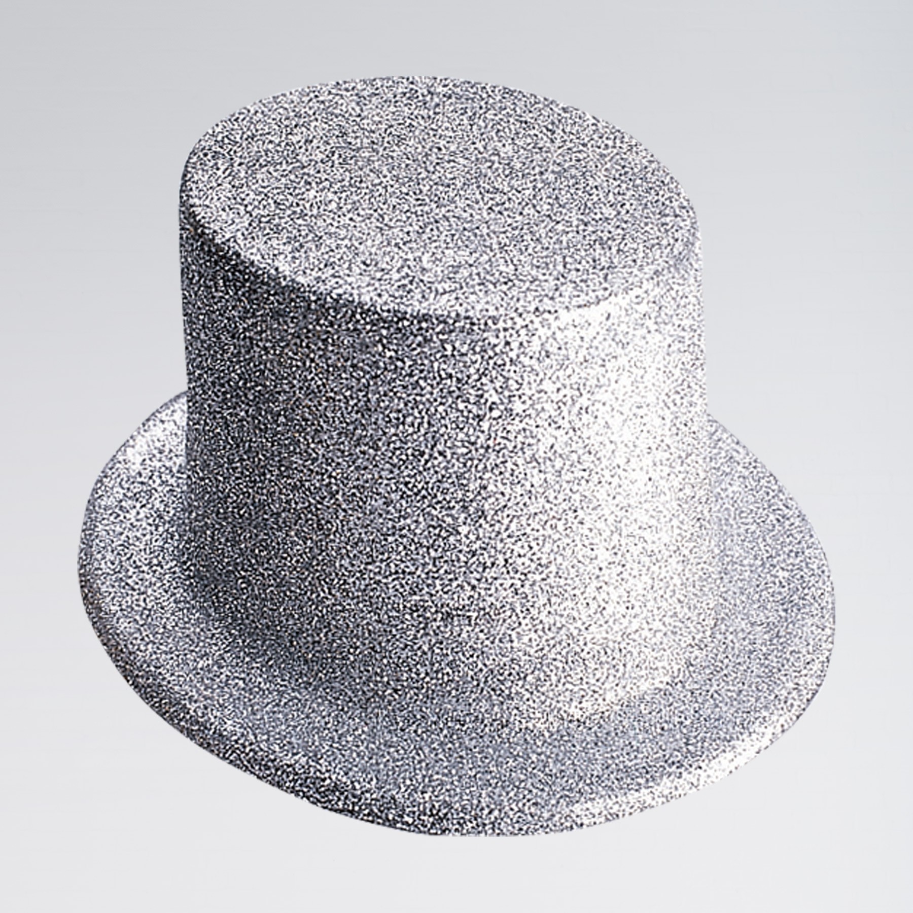 Plastic Glitter Top Hat Silver