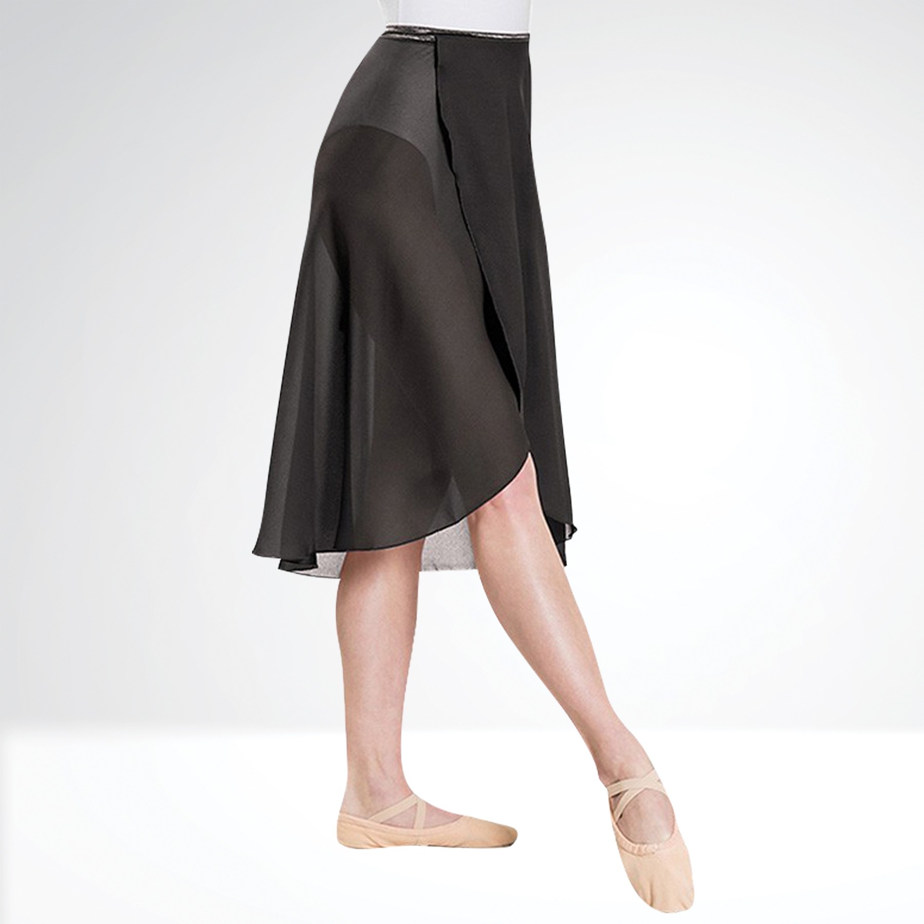 1st Position Self-Tie Wrap Skirt Black Adult One Size