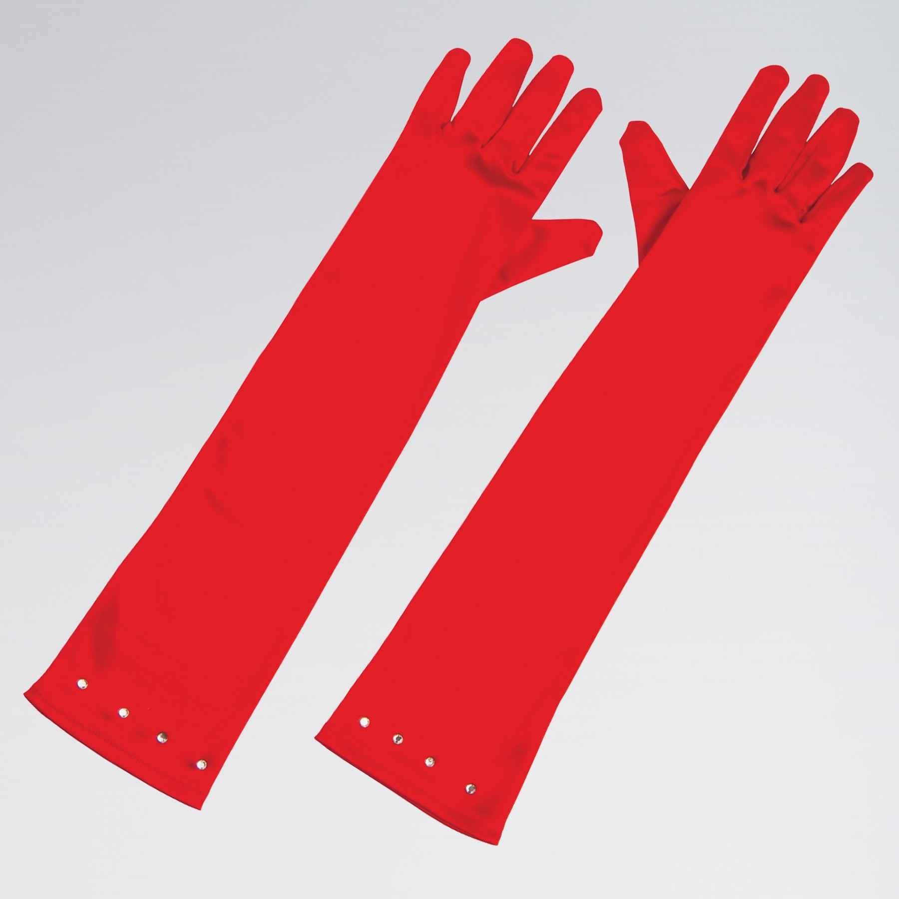 Child Size Satin Gloves with Gem Trim Red