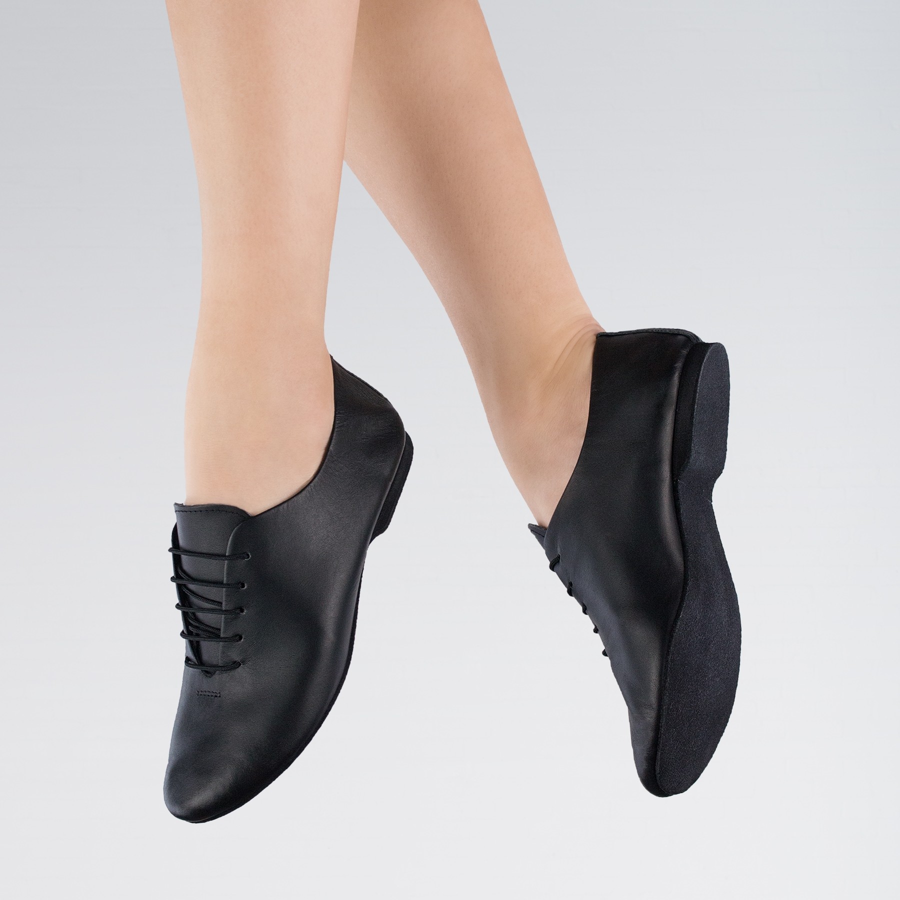 1st Position Leather Jazz Shoes Suede Sole (Black) Stagecoach