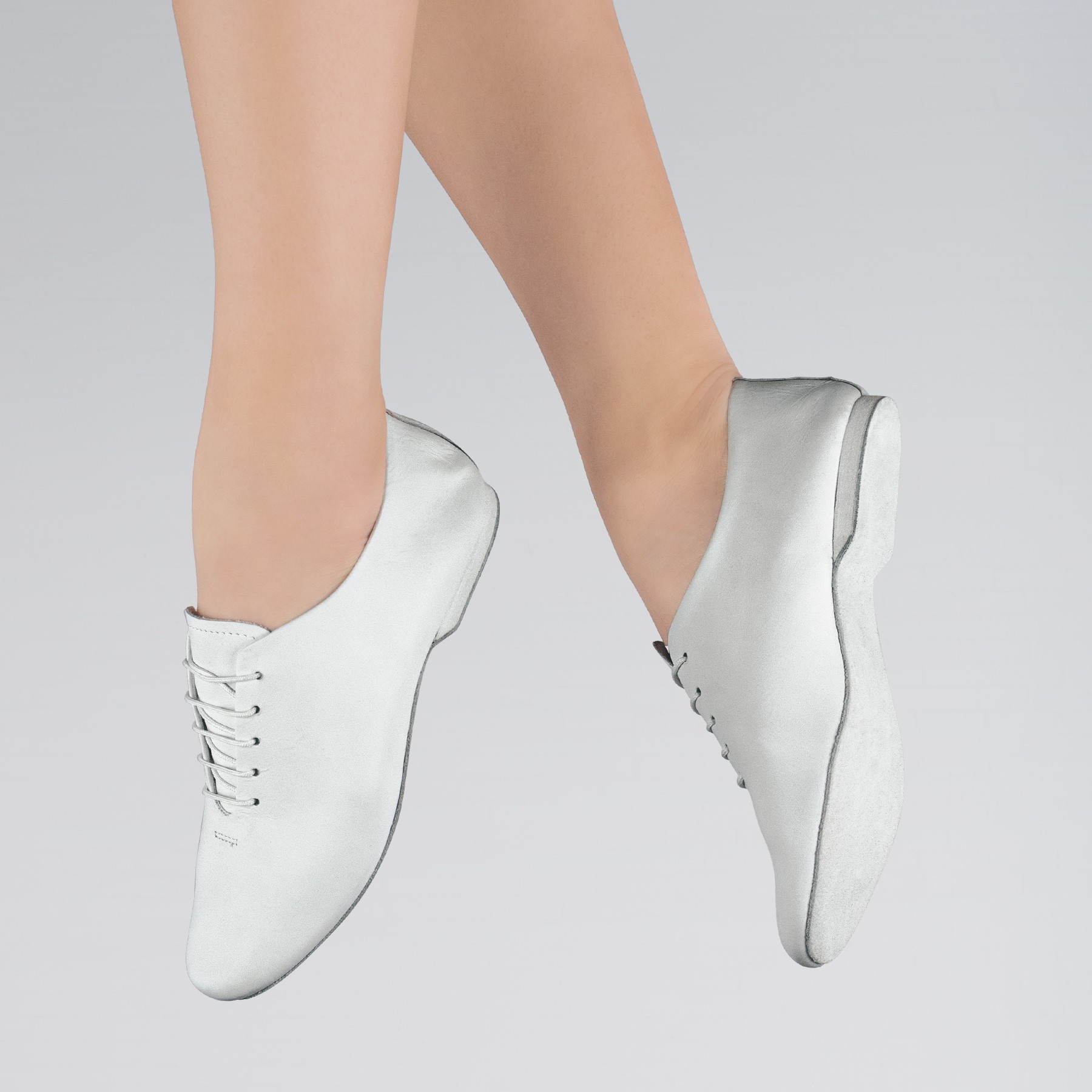 1st Position Leather Jazz Shoes Suede Sole (White)