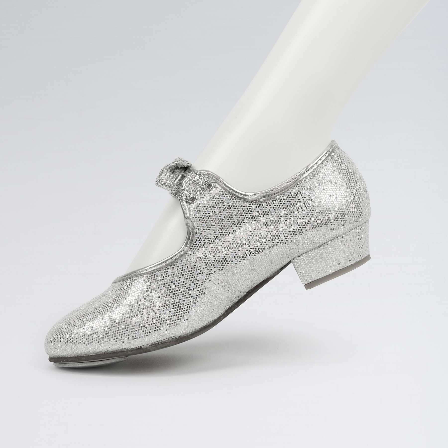 1st Position Hologram Low Heel Tap Shoe (Silver)