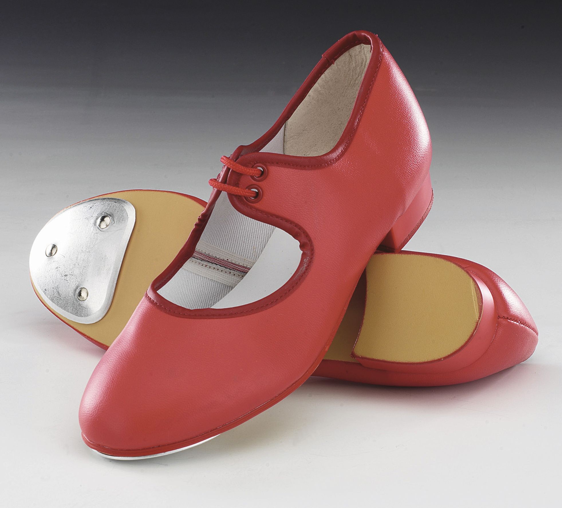 1st Position Low Heel PU Tap Shoes (Ruby Red)