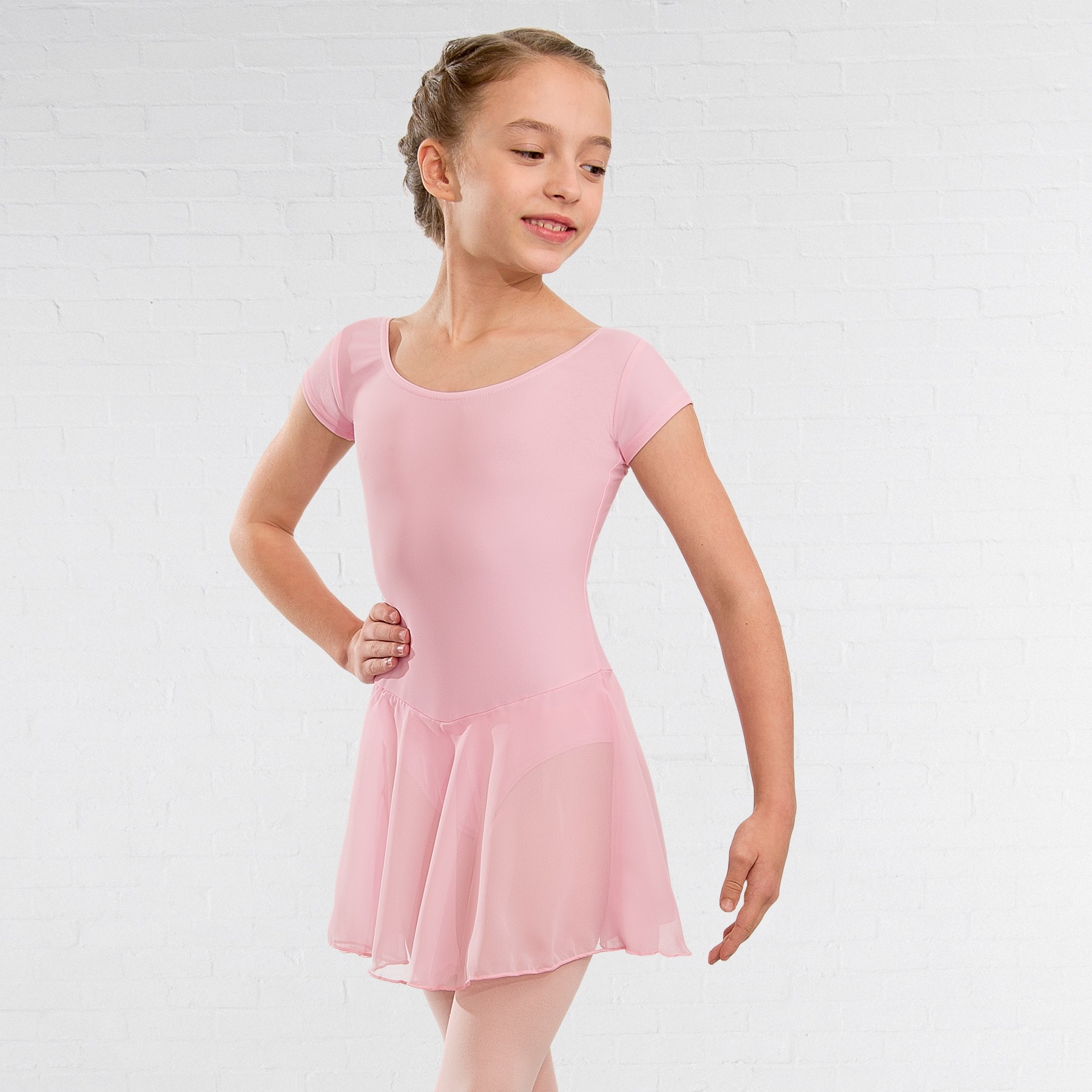 NATD Class / Preliminary/Grade 1 Voile Skirted Cap Sleeved Leotard (Light Pink)