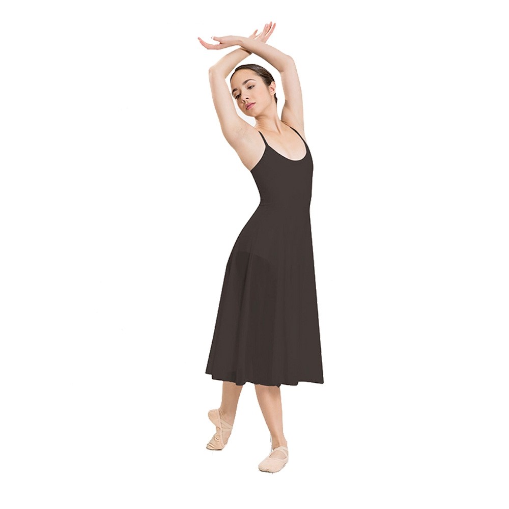 1st Position Long Mesh Dress Leotard (Black)