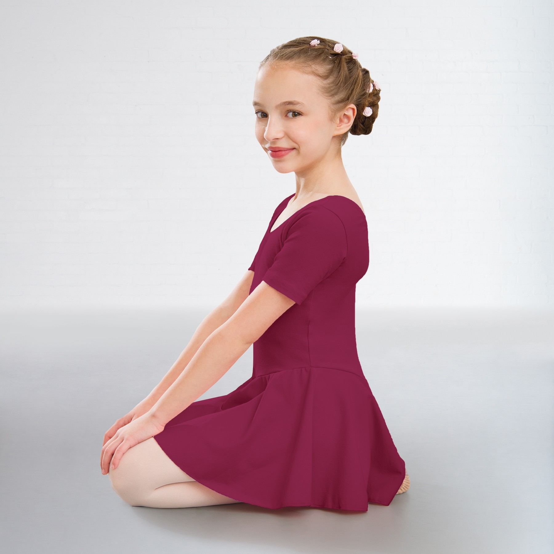 1st Position Hannah Skirted Leotard Cotton (Burgundy)