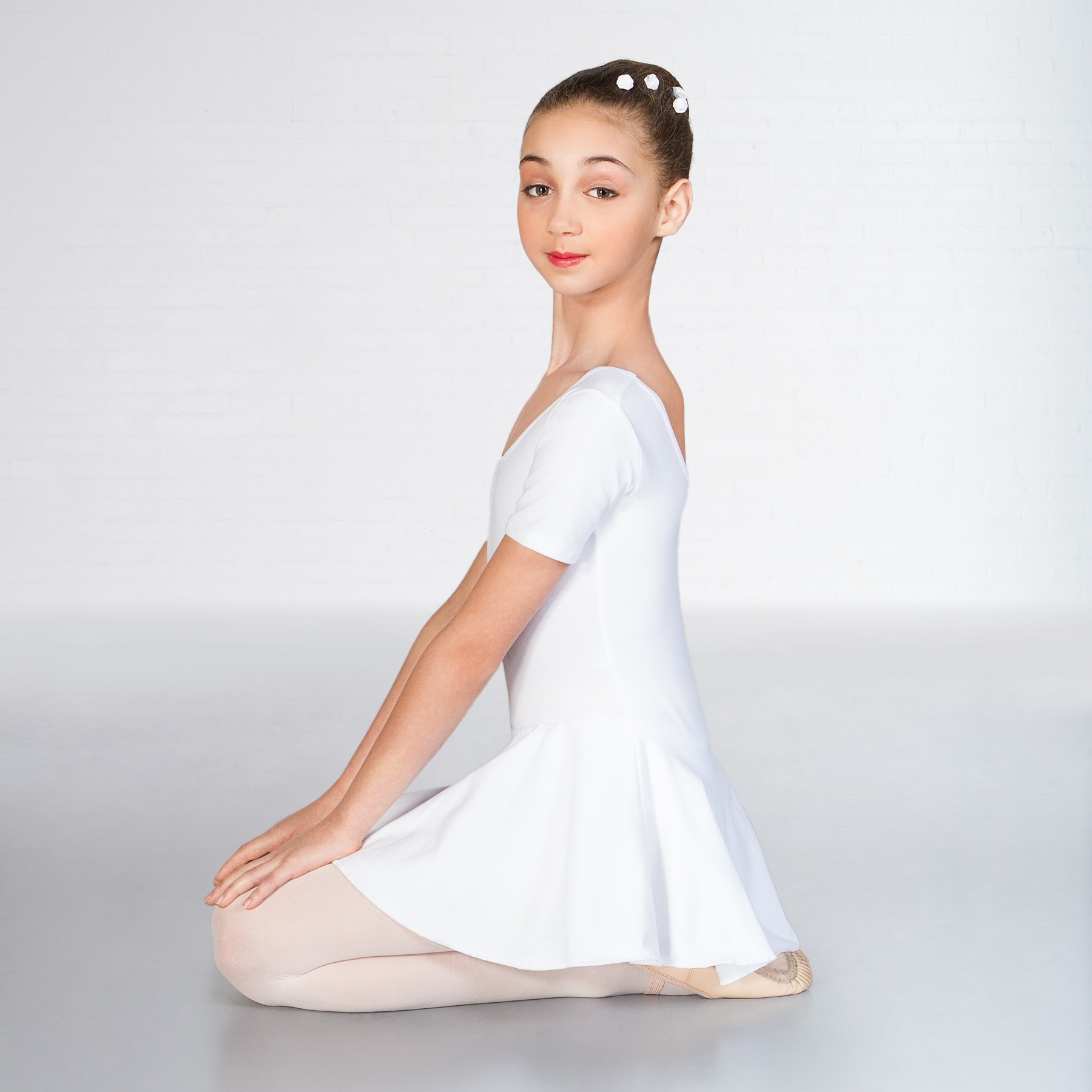 1st Position - Maillot Hannah de Algodón con Falda (White)