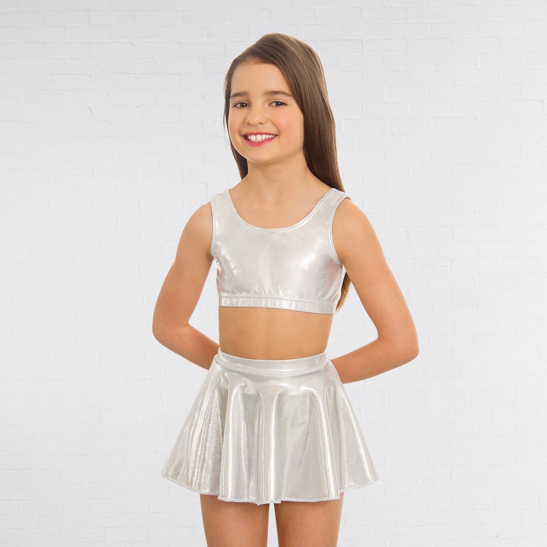 1st Position Metallic Circular Skirt Silver